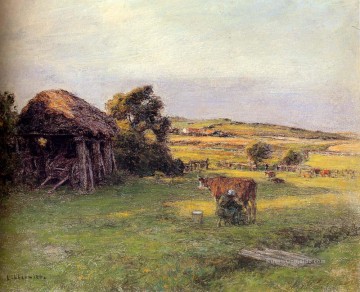  bäuerin - Landschaft mit einer Bäuerin Milking A Cow Leben auf dem Land Leon Augustin Lhermitte